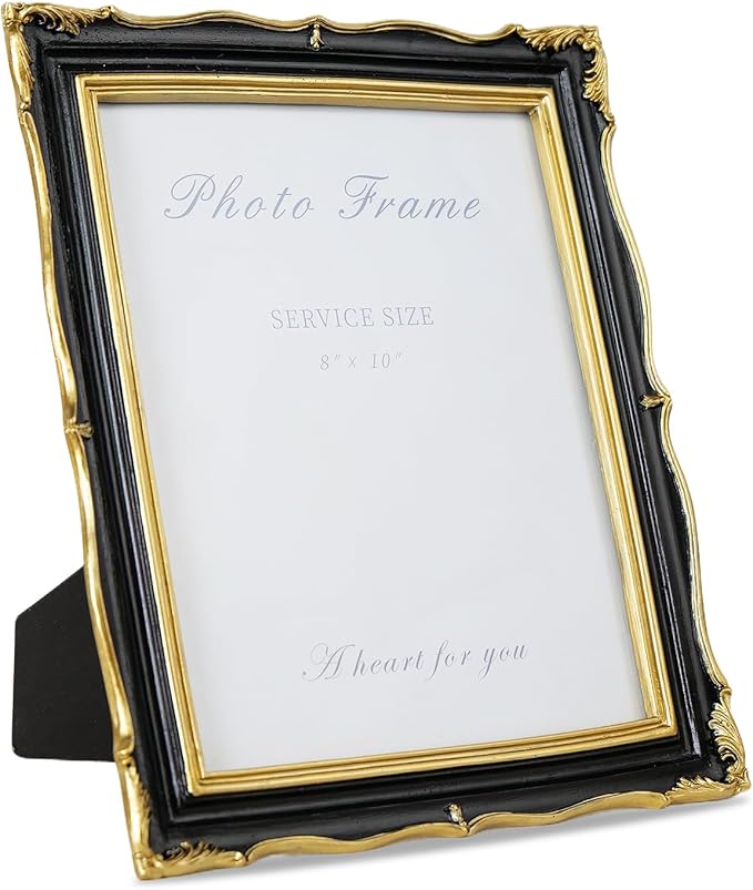 8x10 Black and Gold Picture Frame Vintage Frame, Ornate Textured Hand-Crafted by Cuspin