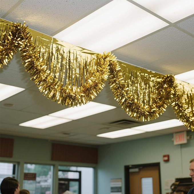 6 Pack Black Total 60 Feet Foil Fringe Garland Metallic Tinsel Banner Wall - Image 8