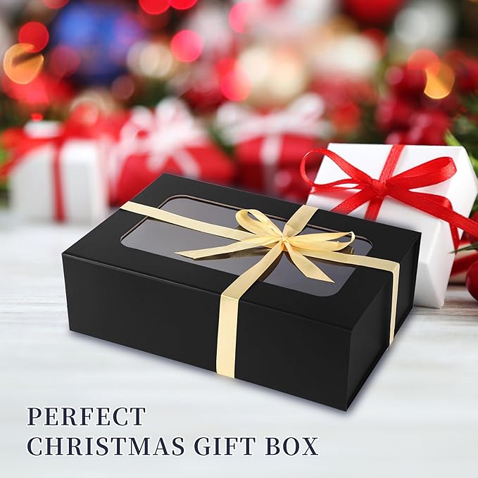 Black Large Gift Boxes with Window, 13.5"x9"x4.3" Bridesmaid Boxe - Image 4