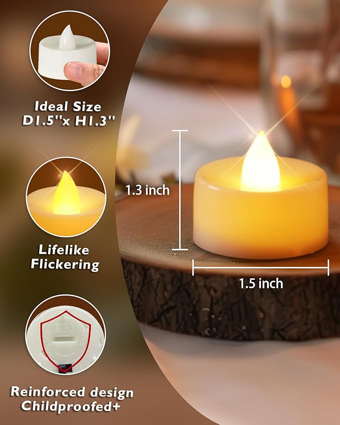 Homemory 100-Pack Flameless LED Tea Lights Candles Battery Operated, 200+Hour - Image 4