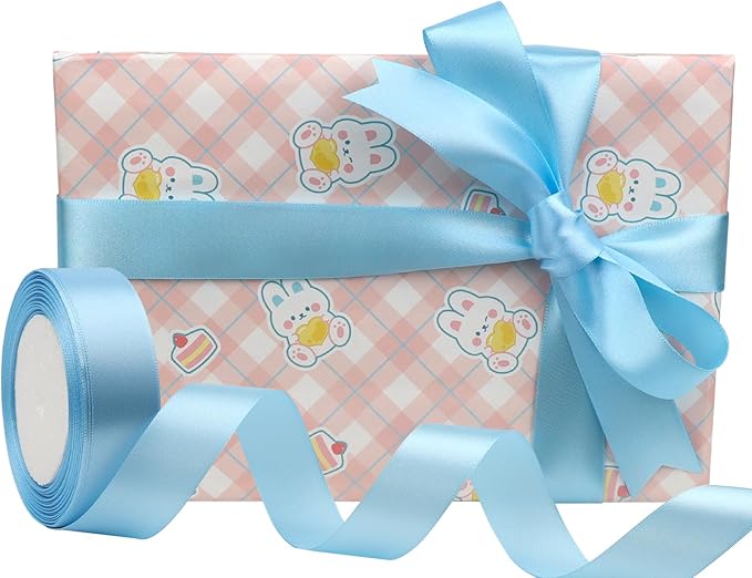 Sky blue Solid Satin Ribbon 1 Inch 25 Yards Solid Polyester Fabric Ribbon - Image 5