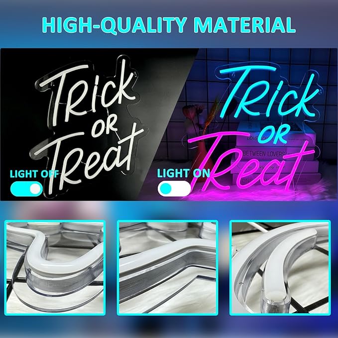 Trick or Treat Neon Sign Halloween, USB Halloween Neon LED Light - Image 3