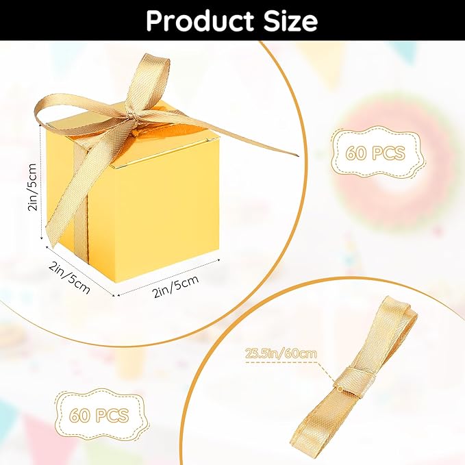 EUSOAR Small Gift Boxes with Lids, Cube Chocolate Box Mini Muffins Bags Macaron - Image 2