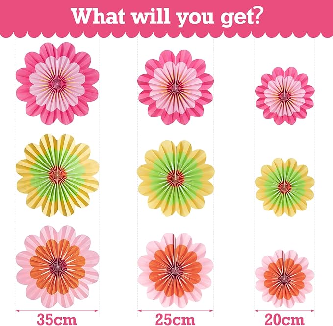 Easy Joy Paper Decorations Hanging Flower Fans - Image 2