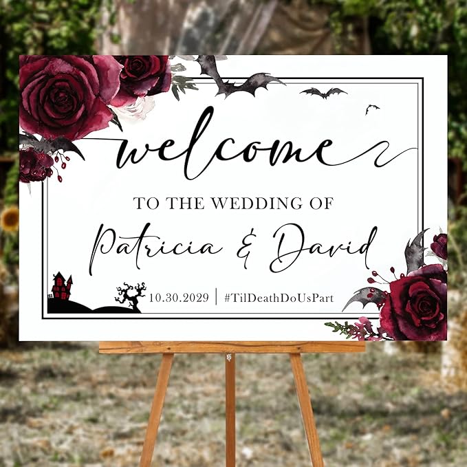 Wedding Sign Halloween Wedding, Welcome To Our Wedding Sign, Til Death Do Us - Image 4