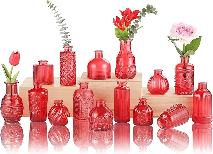 Bud Vases 15 Pcs for Centerpieces Wedding, Flower Vases in Bulk for Rustic Home by earthgadgets