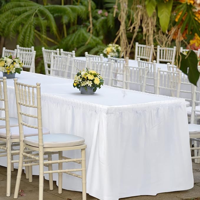 TURSTIN 6 Pieces White Plastic Table Skirts 14 Feet x 29 Inch - Image 5