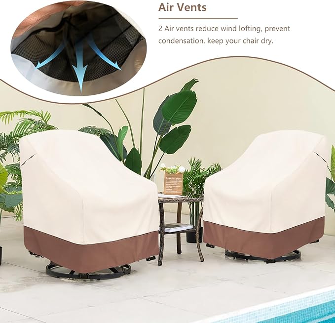 Outdoor Swivel Chair Cover 2 Pack, Outdoor Furniture Patio Chair Covers - Image 4