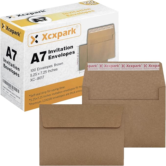 100 Qty Printable A7 Invitation Envelopes 5.25X7.25 inches Cards, Self Seal by Xxcxpark