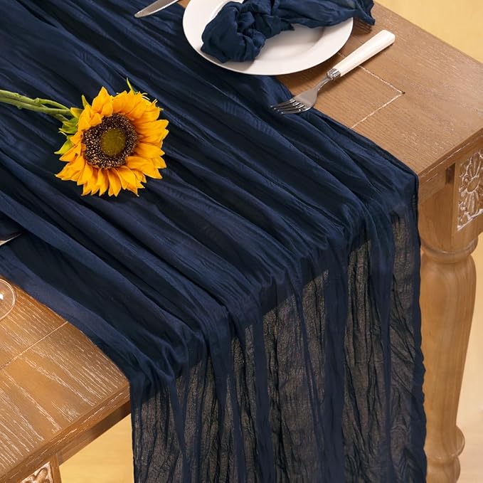 Navy Blue Cheesecloth Table Runner 6 Pack Fall Table Runners Boho Gauze 120 - Image 5