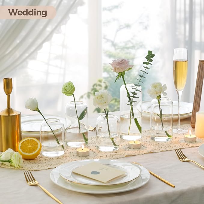 ComSaf Small Flower Vase Set of 12, Glass Bud Vases in Bulk, Decor Centerpiece - Image 3