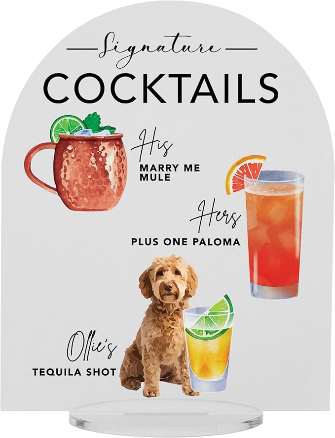 Pet Signature Drink Wedding Signs by Elation+Factory+Co.
