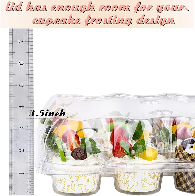TWOWYHI 24 Counts x 10 Sets Cupcake Containers Cupcake Boxes Plastic Cupcakes - Image 4
