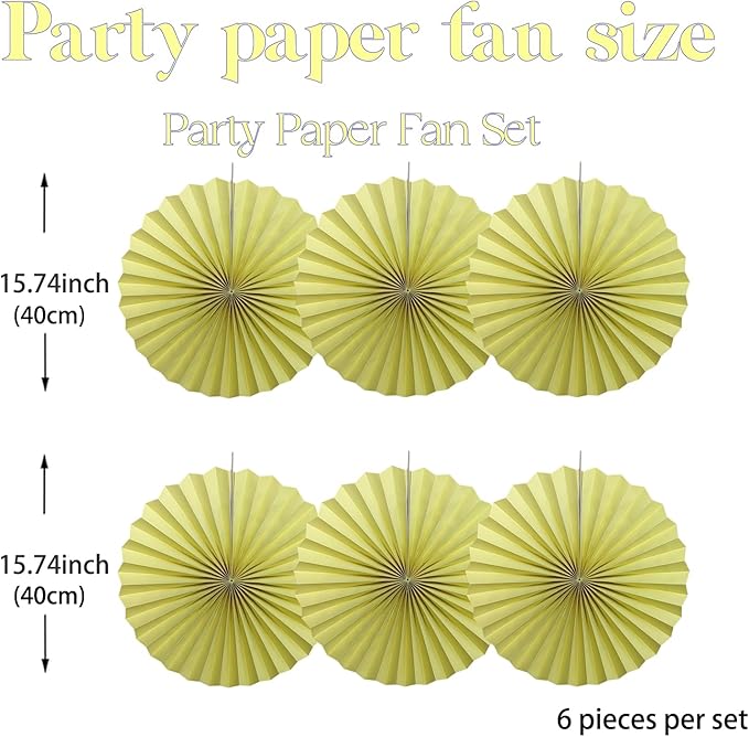 BARTHEW Yellow Hanging Paper Fans, Color Party Decorations, Bee Themed - Image 2