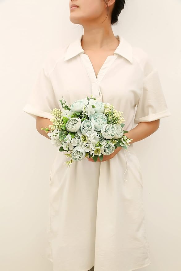 Artificial Flowers Fake Peony Silk Mini Plastic Bridal Flowers - Image 5