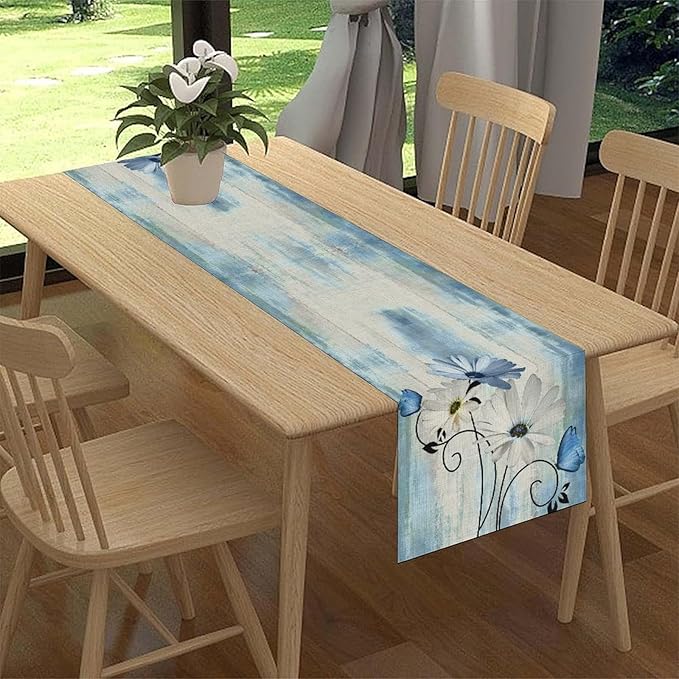 Spring Daisy Table Runner, Farmhouse Seasonal Summer Flower Retro Country Table - Image 3
