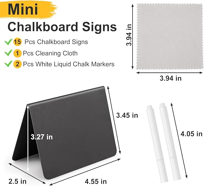 15 Pcs 4"x3" Mini Chalkboard Signs - Image 2