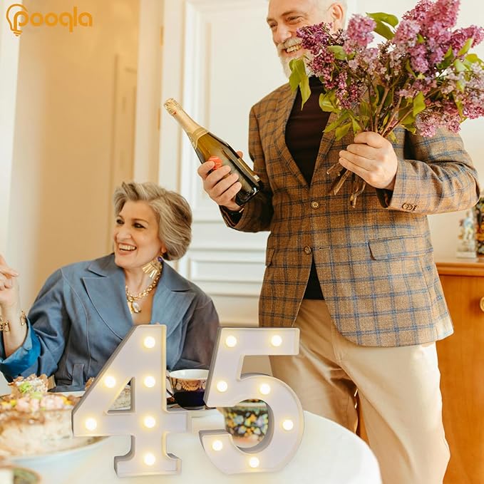 Pooqla Decorative LED Light Up Number Letters, Battery Operated - Image 2