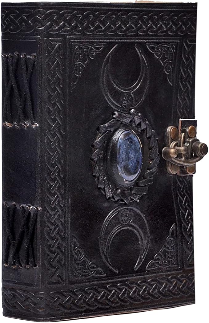 3 Moon Blue Lapiz Embossed Vintage Leather Journal | 240 Pages of Antique by cuero