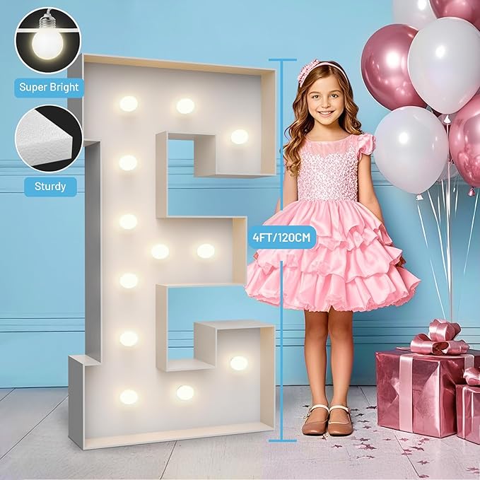 4FT Marquee Light Up Letters E, Party Decoration Large Marquee Light Up Letters - Image 3
