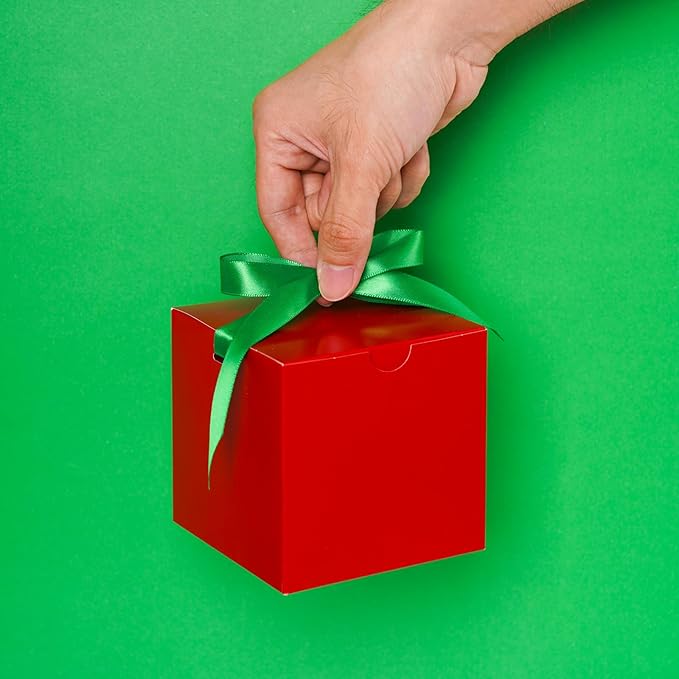 UnicoPak 50 Pack 4x4x4 Christmas Red Gift Boxes - Image 7