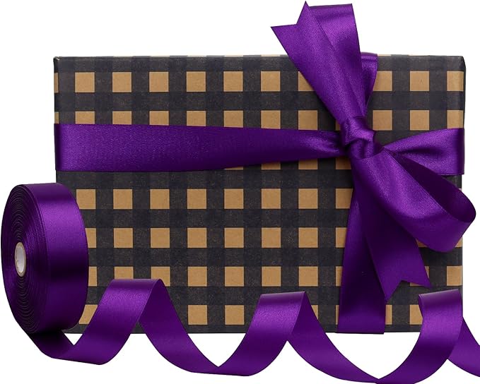 Purple Solid Satin Ribbon 1 Inch 50 Yards Solid Polyester Fabric Ribbon - Image 5
