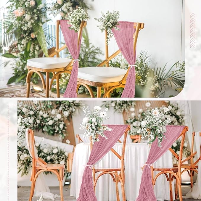 50 PCS Cheesecloth Chair Sashes Bows Wedding Aisle Decorations Chair Ribbon - Image 7