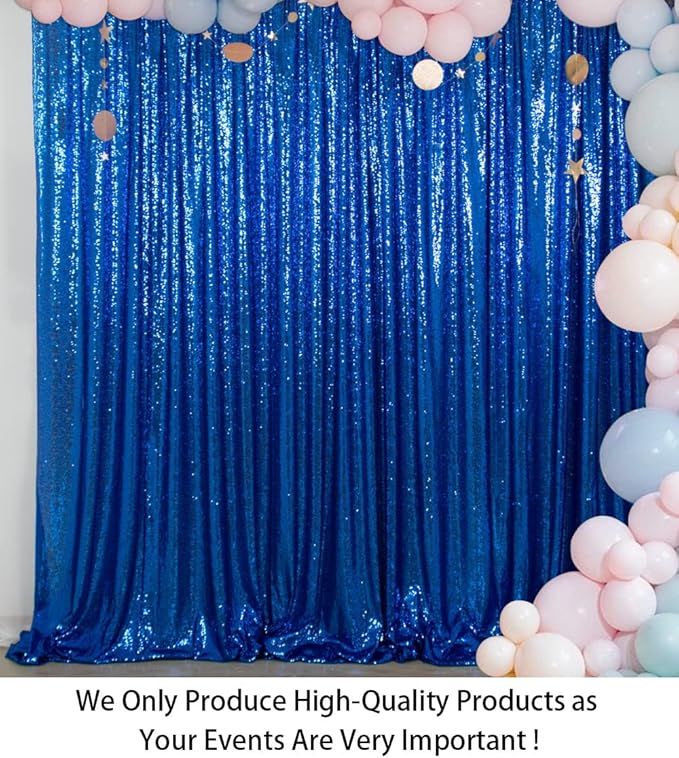 ShinyBeauty Sequin Backdrop 6FTx6FT Royal Blue Wedding Shimmer Fabric Background - Image 4