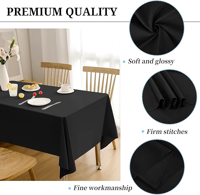 4 Pack Black Tablecloths for 6ft Rectangle Tables 60 x 102 Inch - Image 3