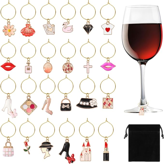 SANNIX 24pcs Wine Glass Charms by SANNIX