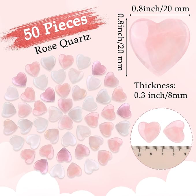 Gerrii 50 Pcs Heart Healing Stone Bulk Quartz Heart Inspirational Stones Gift - Image 2