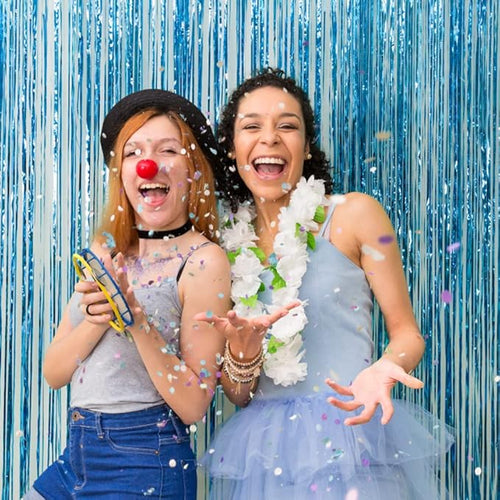 10 Pack Foil Curtain Backdrop Blue Metallic Tinsel Foil Fringe Curtains Photo - Image 2