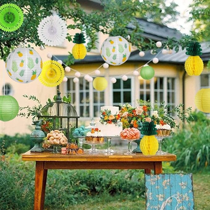Pineapple Party Decorations Hanging Paper Lanterns Pineapple Honeycomb Tissue - Image 6