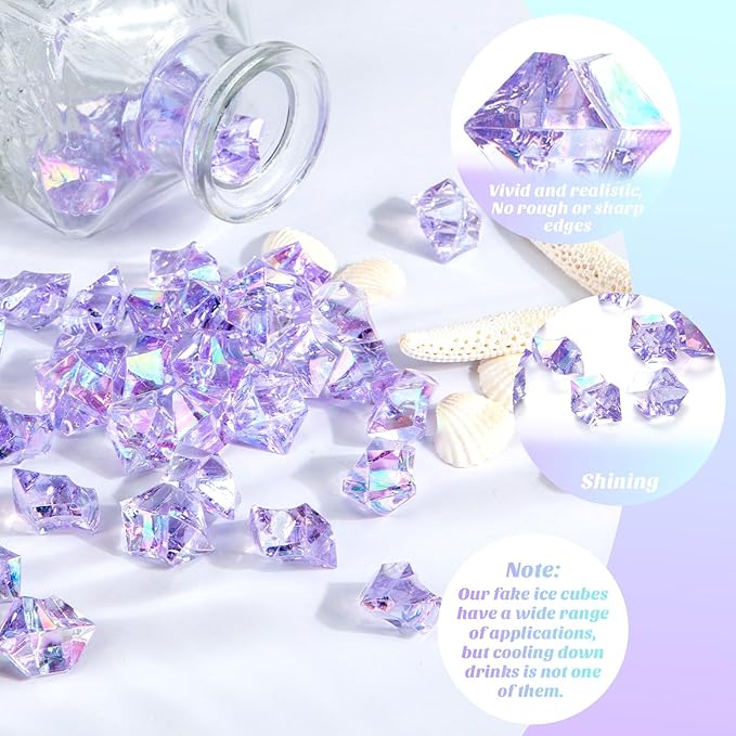DomeStar 150PCS Purple Fake Ice, Fake Diamonds Sparkling Plastic Gems Vase - Image 3