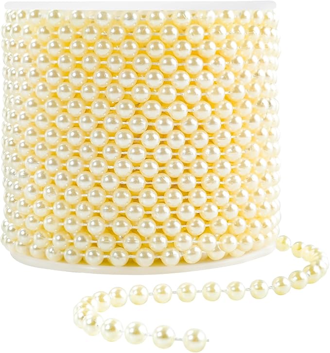 Faux Ivory Pearl Beads Garland - 6mm Christmas Tree Beads 22 Yards Ivory Pearl by YAXINRUI