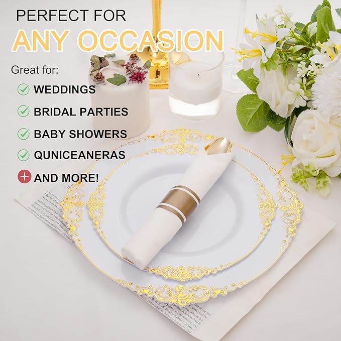 400PCS Pre Rolled Gold Plastic Silverware Sets - Image 5