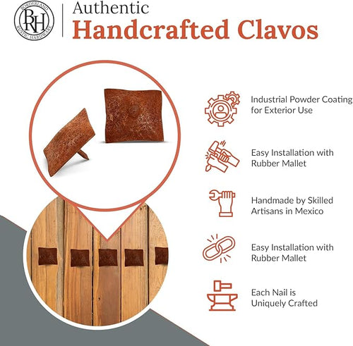 100 Pack 1.5" Square Head Iron Clavos Decorative Nails – Rusted – Handmade - Image 2