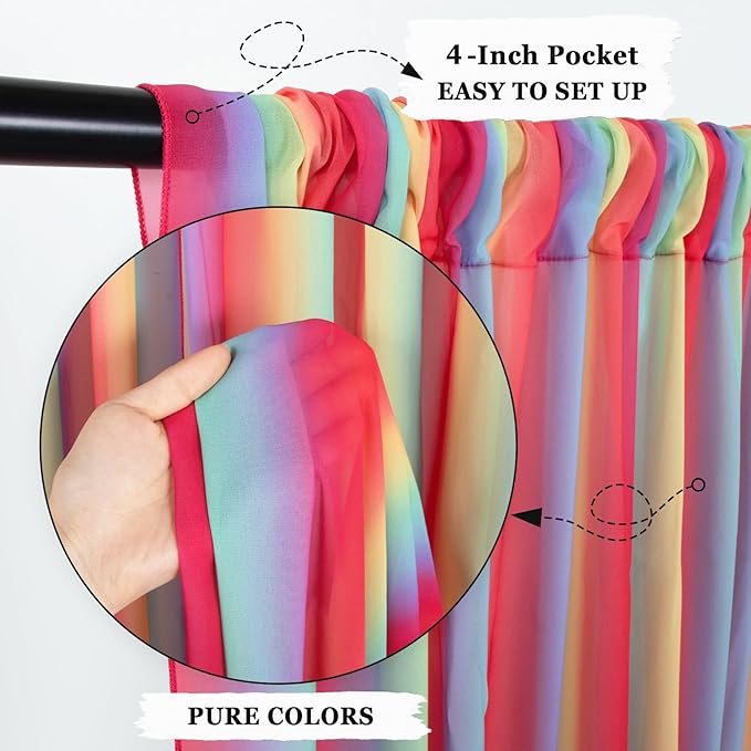 DUOBAO Rainbow Sheer Chiffon Curtains - Image 5