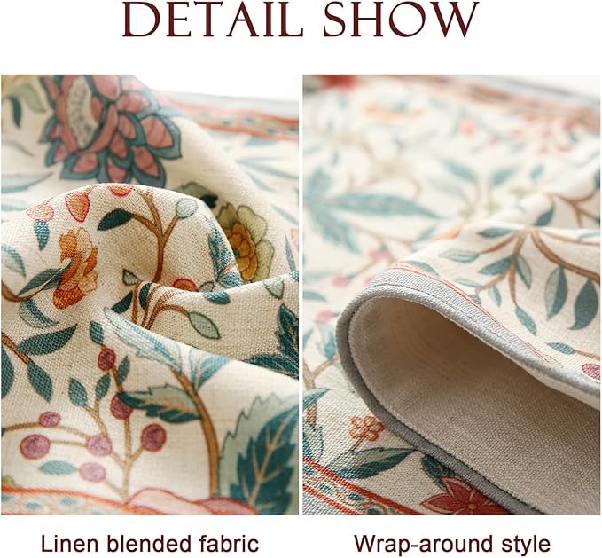 Floral Cloth Small Runner for Table, Decorative Linen 63 Inches Long Table - Image 5
