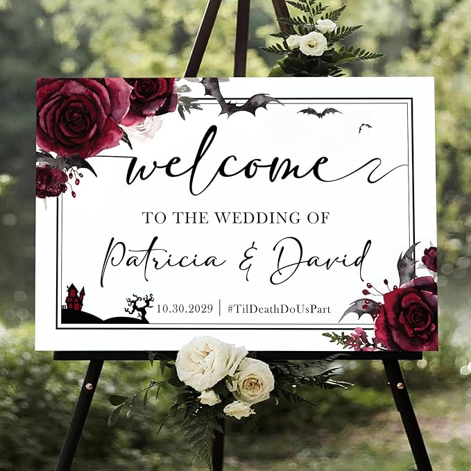Wedding Sign Halloween Wedding, Welcome To Our Wedding Sign, Til Death Do Us by Mapileng%E2%84%A2