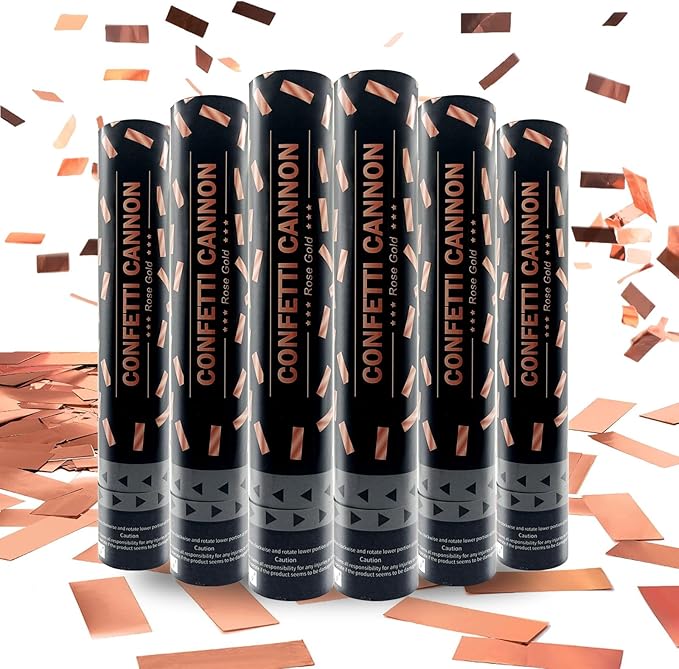 6 Pack Rose Gold Confetti Poppers, 12 Inch Confetti Cannon Party Poppers by Zankubom