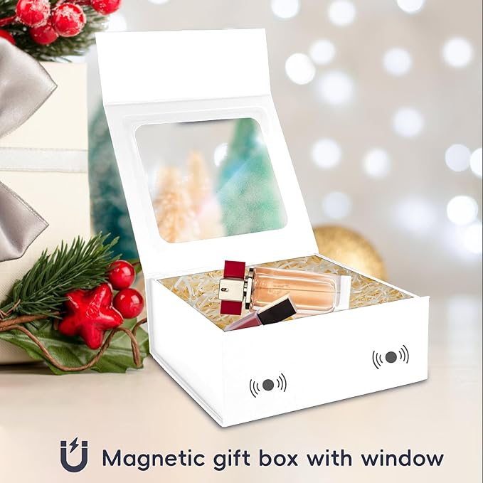 White Gift Boxes with Window, 7.5"x7.5"x3.1" Bridesmaid Boxe - Image 7