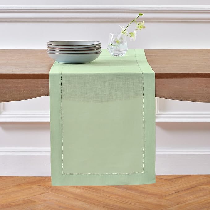 Solino Home Linen Light Green Table Runner 72 Inches Long by SolinoHome