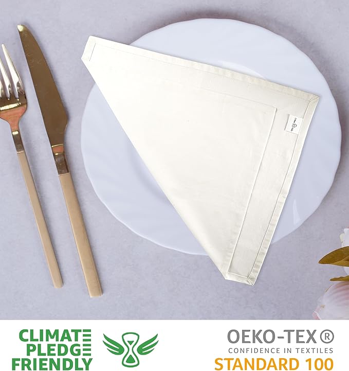 Urban Villa 12-Pack Ivory Dinner Napkins 100% Cotton Coth Napkins Everyday Use - Image 3