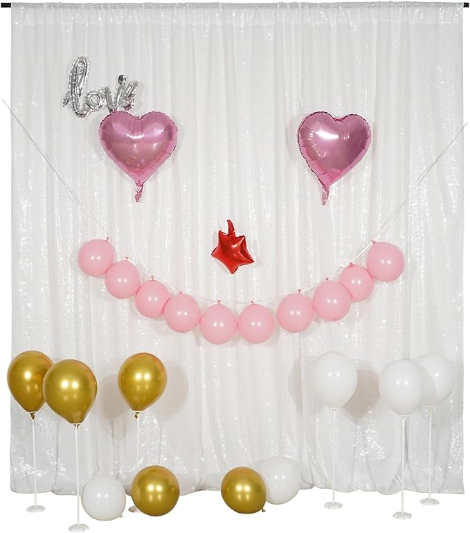 Poise3EHome White Sequin Backdrop Curtain, 10Ft x 10Ft White Glitter - Image 8