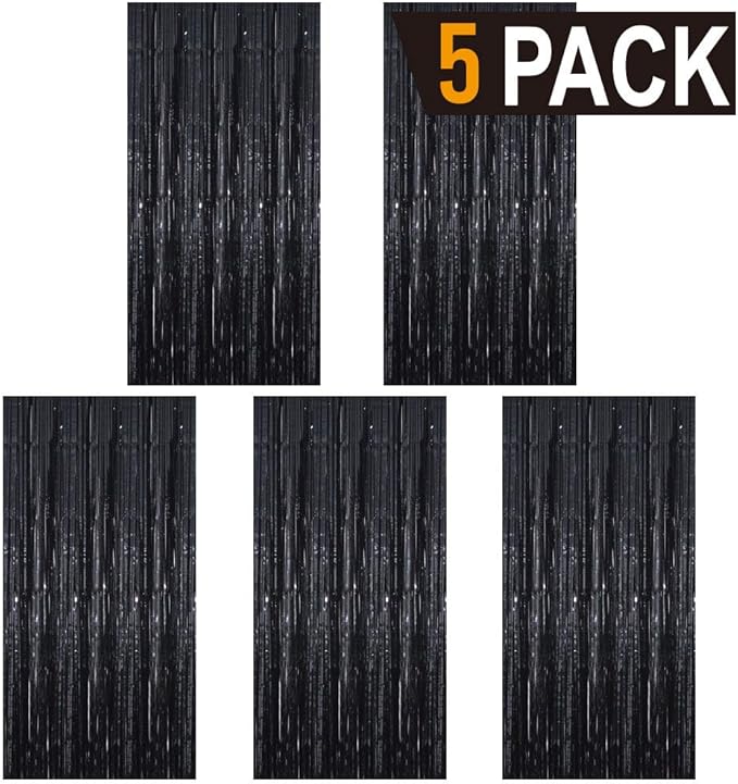 GOER 3.2 ft x 9.8 ft Metallic Tinsel Foil Fringe Curtains Party Photo Backdrop - Image 2