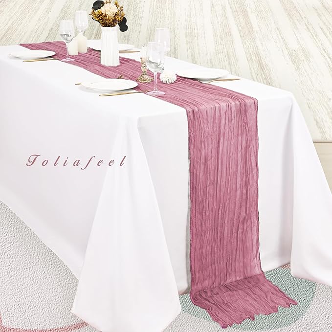 20 Pack Dusty Rose 10FT Cheesecloth Table Runner 20 x 120 Inch Long Rustic - Image 4