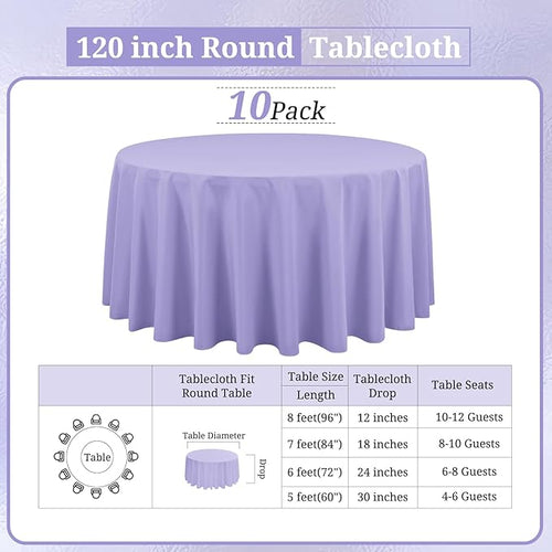 10 Pack Lavender Round Tablecloths - Image 2