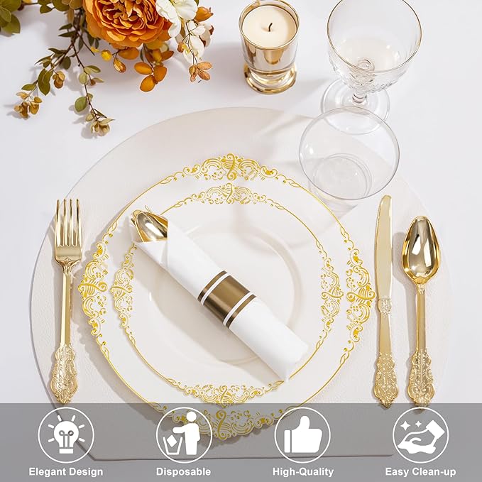 Nervure 350PCS Ivory Plastic Plates - Image 4