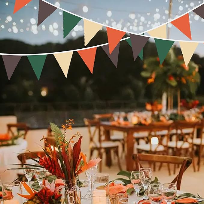 32Ft Orange Green Brown Party Decorations Triangle Flag Pennant Bunting Fabric - Image 5